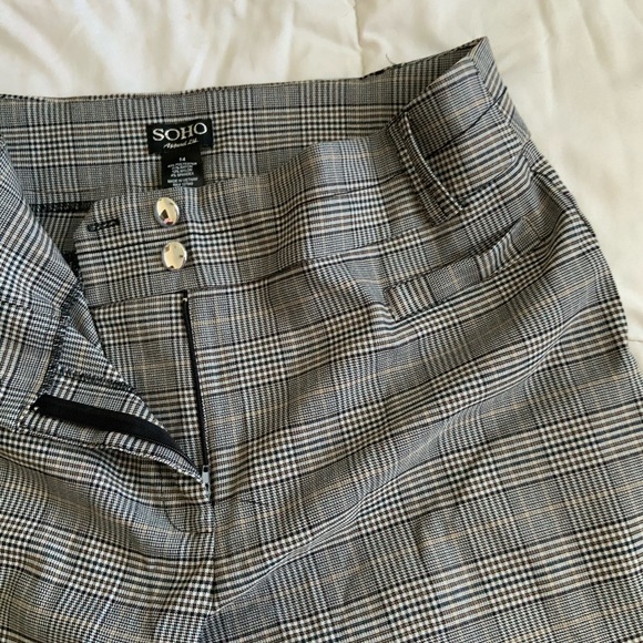 High Rise Trousers Plaid Flare Pants Gray XL 14 - Picture 1 of 5